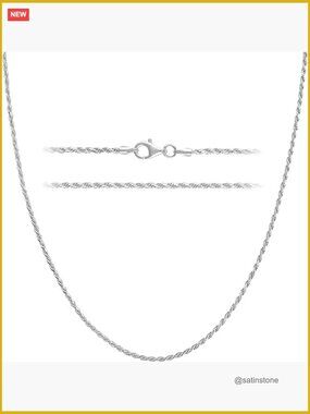Sterling Silver Diamond Cut Rope Chain Necklace for Pendants
